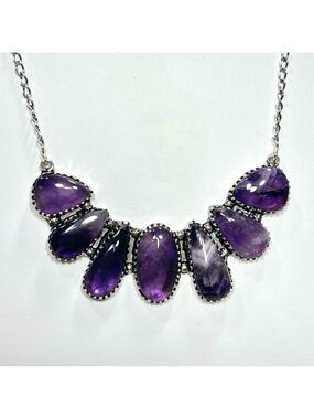 Amethyst Vintage Style 925 Gemstone Multi Stone Necklace